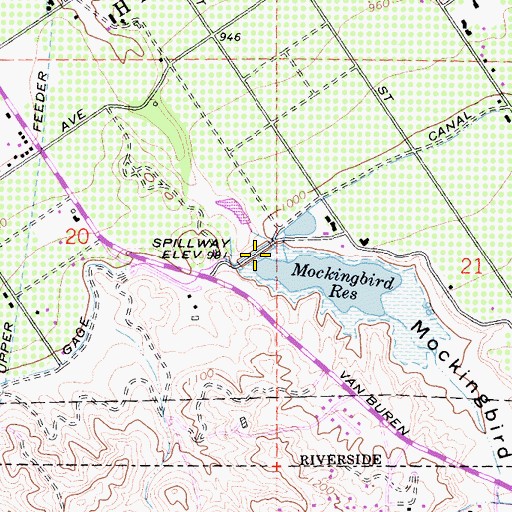 Topographic Map of Mockingbird Canyon 81-003 Dam, CA