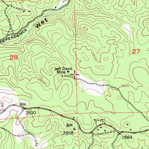 Topographic Map of Jeff Davis 82-004 Dam, CA