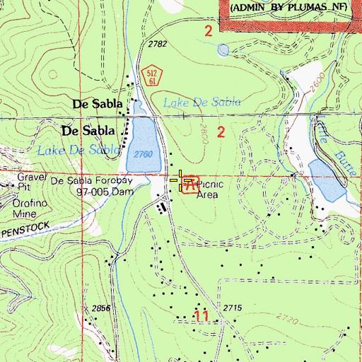 Topographic Map of Desabla Forebay 97-005 Dam, CA