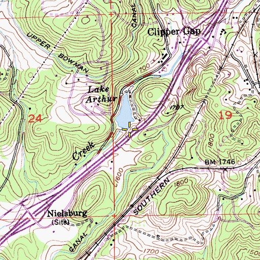 Topographic Map of Lake Arthur 97-027 Dam, CA