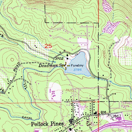 Topographic Map of El Dorado Forebay 97-053 Dam, CA