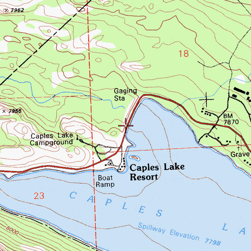 Topographic Map of Twin Lakes Reservoir, CA