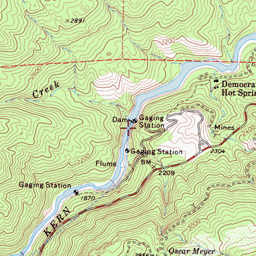 Topographic Map of Diversion Number 1 104-002 Dam, CA