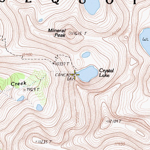 Topographic Map of Crystal Lake 104-019 Dam, CA