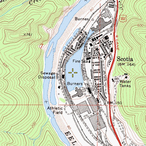 Topographic Map of Scotia Log Pond 205 Dam, CA