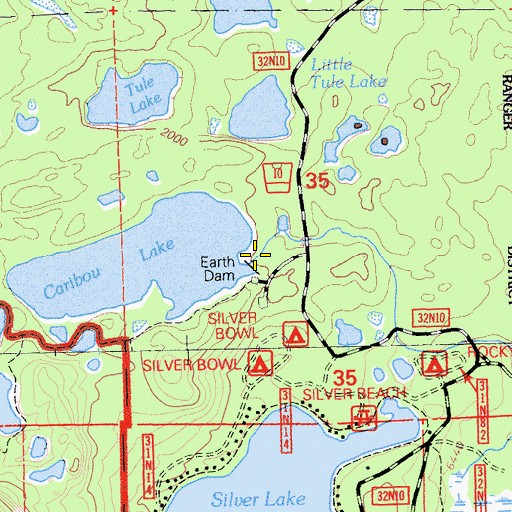 Topographic Map of Caribou Lake 234 Dam, CA