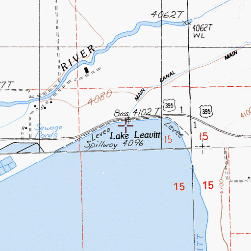 Topographic Map of Lake Leavitt 236-002 Dam, CA