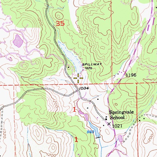 Topographic Map of Williamson Number 1 464 Dam, CA