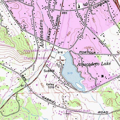 Topographic Map of Atascadero Park 740 Dam, CA