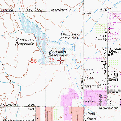 Topographic Map of Pigeon Pass 1003-006 Dam, CA