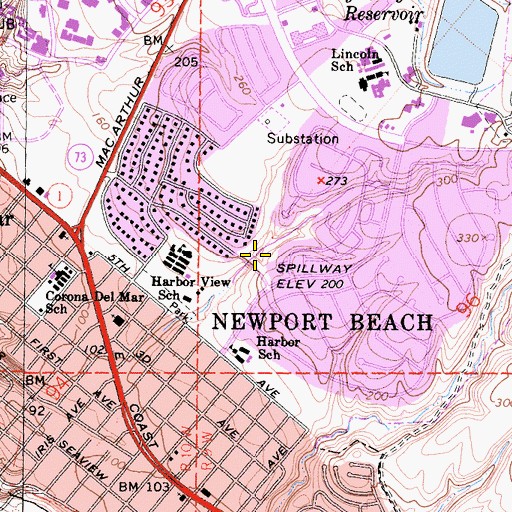 Topographic Map of Harbor View 1012-002 Dam, CA