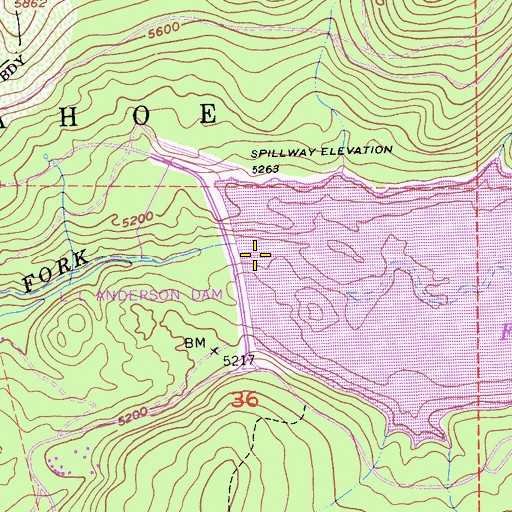 Topographic Map of French Meadows Reservoir, CA