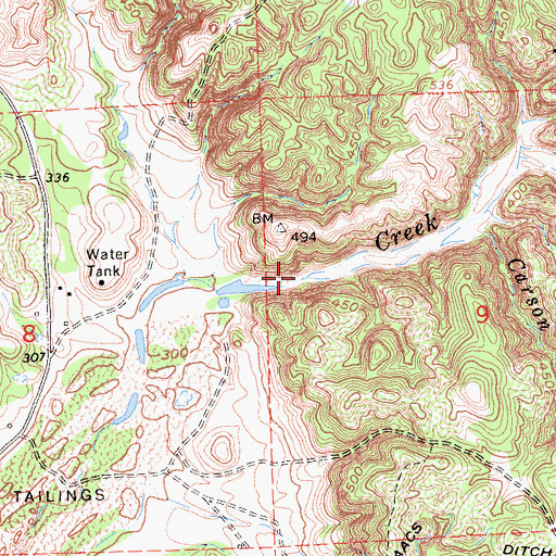Topographic Map of Jackson Creek 1035 Dam, CA