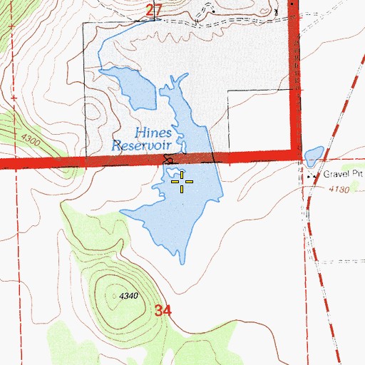 Topographic Map of Hines Reservoir, CA