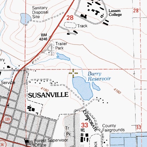 Topographic Map of Mardis Barry 1228-002 Dam, CA