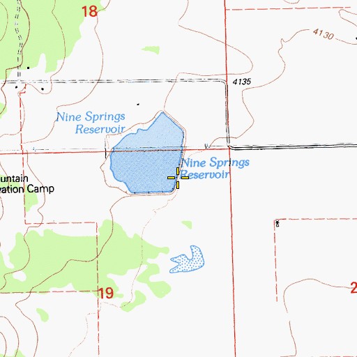 Topographic Map of Nine Springs 1245 Dam, CA