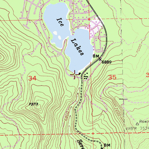 Topographic Map of Ice Lakes 1324 Dam, CA