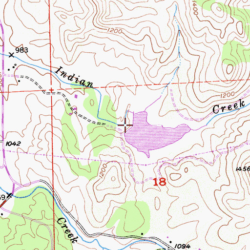 Topographic Map of Indian Creek 1462 Dam, CA