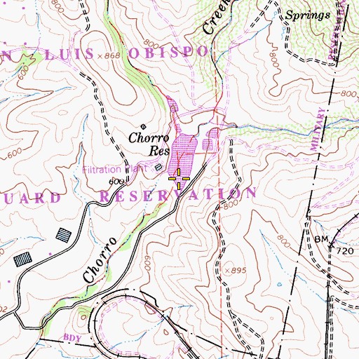Topographic Map of Chorro Creek 1-072 Dam, CA