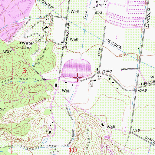 Topographic Map of Oak Street 1003-010 Dam, CA
