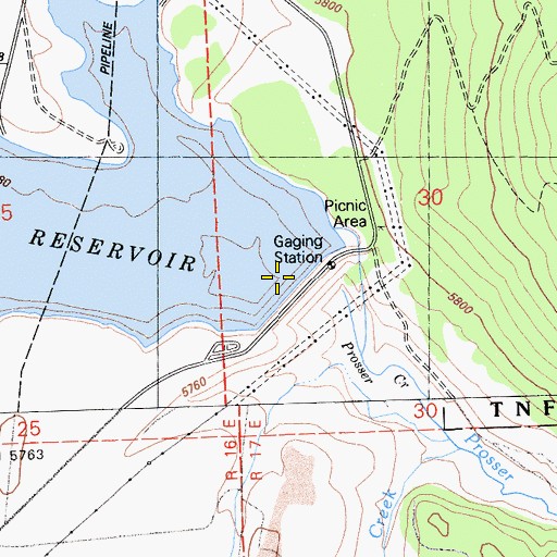 Topographic Map of Prosser Creek Dam, CA