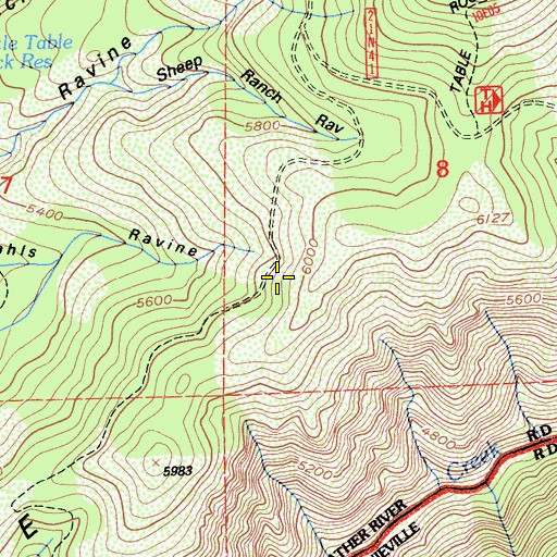 Topographic Map of Little Table Rock Reservoir, CA