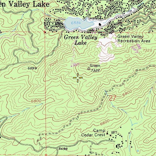 Topographic Map of Arrowbear Dam, CA