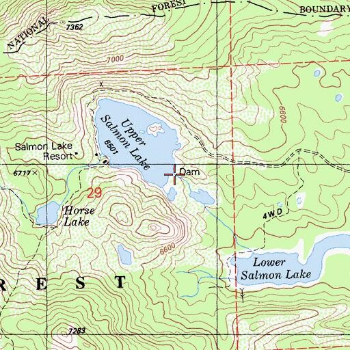 Topographic Map of Upper Salmon Lake Dam, CA