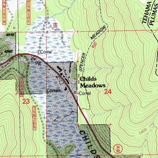 Topographic Map of Childs Meadows, CA