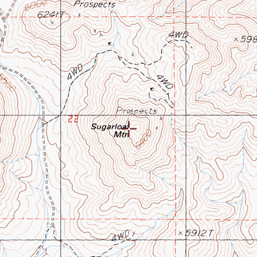 Topographic Map of Sugarloaf Mountain, CA