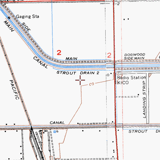 Topographic Map of KICO-AM (Calexico), CA