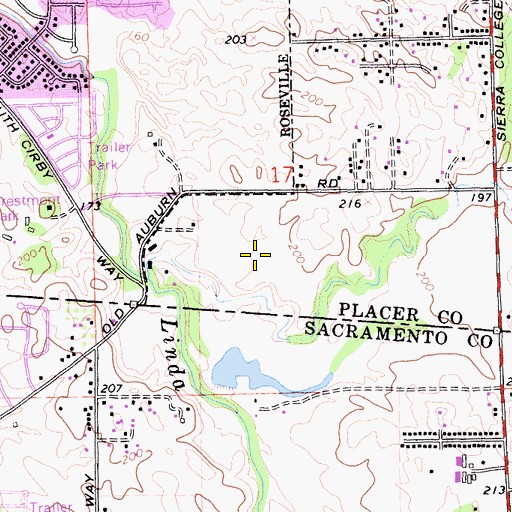Topographic Map of KFIA-AM (Carmichael), CA