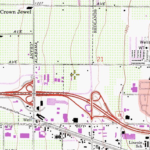 Topographic Map of KCAL-AM (Redlands), CA