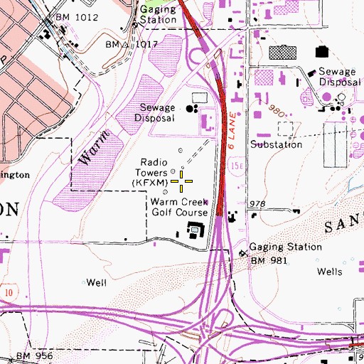 Topographic Map of KRSO-AM (San Bernardino), CA