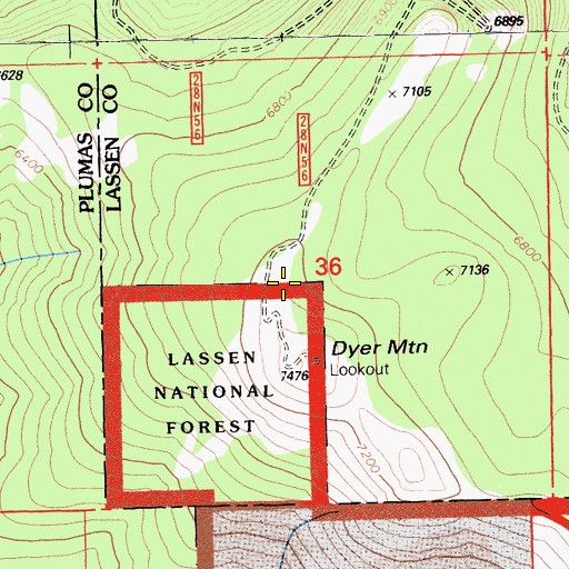 Topographic Map of KRKQ-FM (Chester), CA