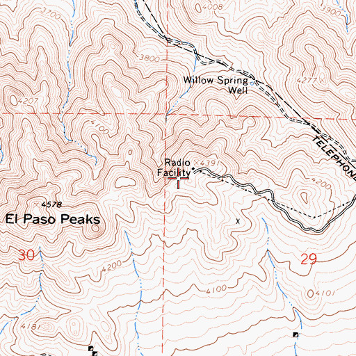 Topographic Map of KZIQ-FM (Ridgecrest), CA