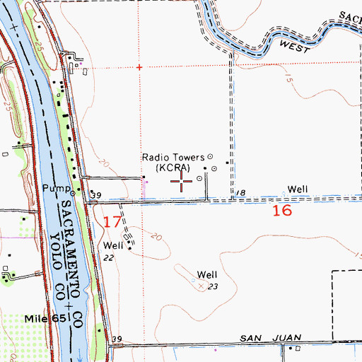 Topographic Map of KYMX-FM (Sacramento), CA