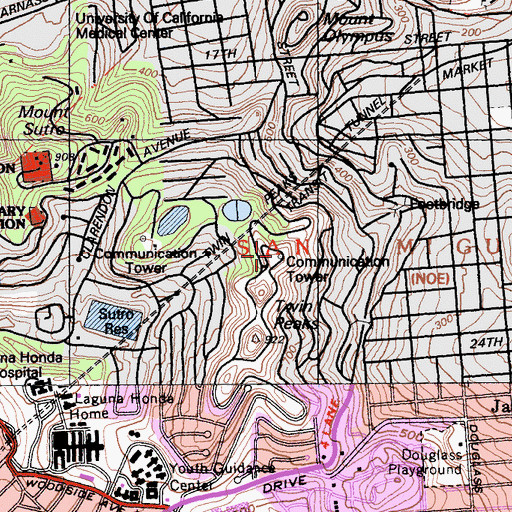 Topographic Map of KALW-FM (San Francisco), CA