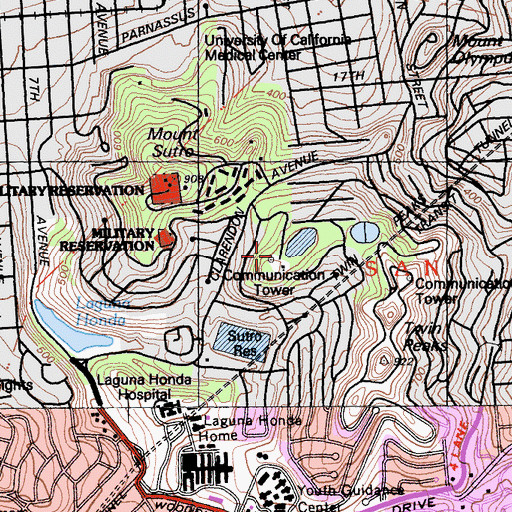 Topographic Map of KTVU-TV (Oakland), CA