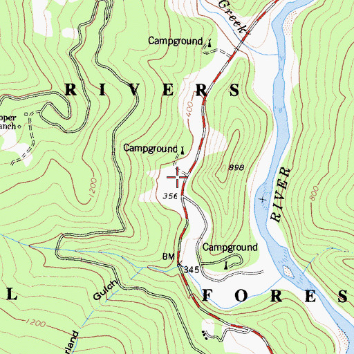 Topographic Map of Bluff Creek Guard Station (historical), CA