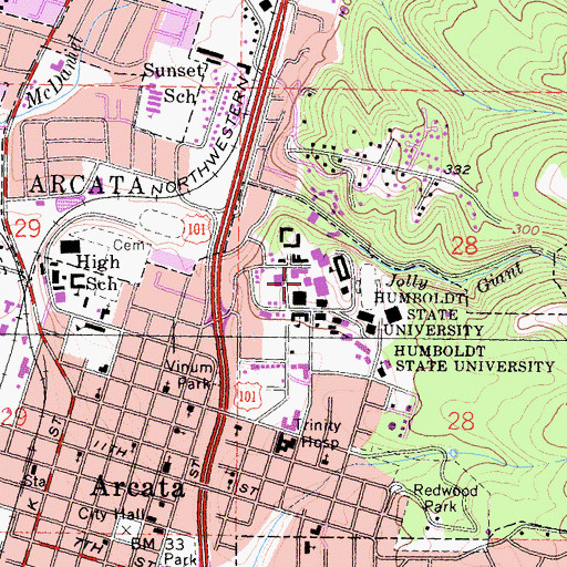 Topographic Map of Charles Fulkerson Recital Hall, CA
