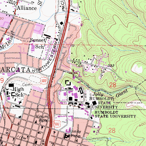 Topographic Map of Madrone Hall, CA