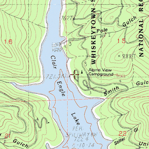 Topographic Map of Alpine View Campground, CA