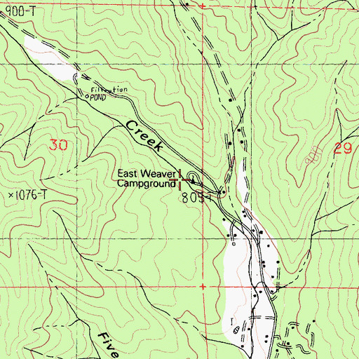 Topographic Map of East Weaver Campground, CA