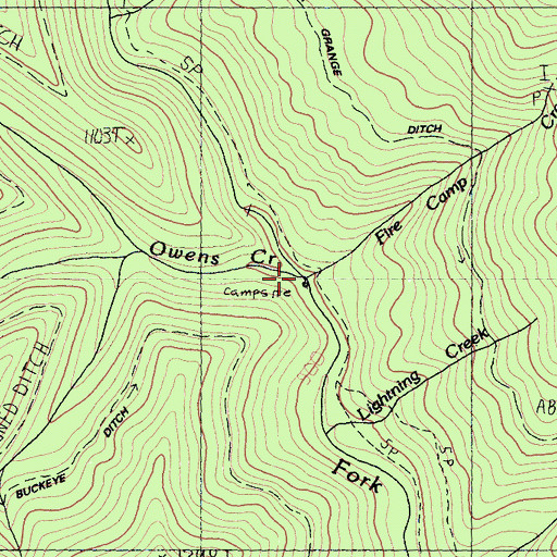 Topographic Map of Fire Camp Creek, CA