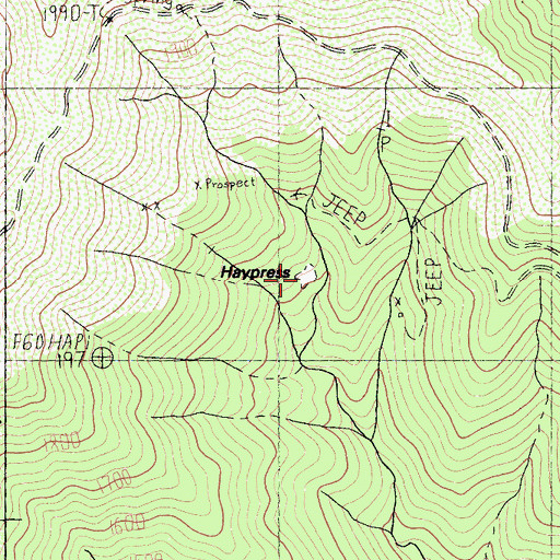 Topographic Map of Haypress, CA
