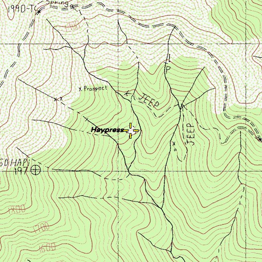 Topographic Map of Haypress, CA