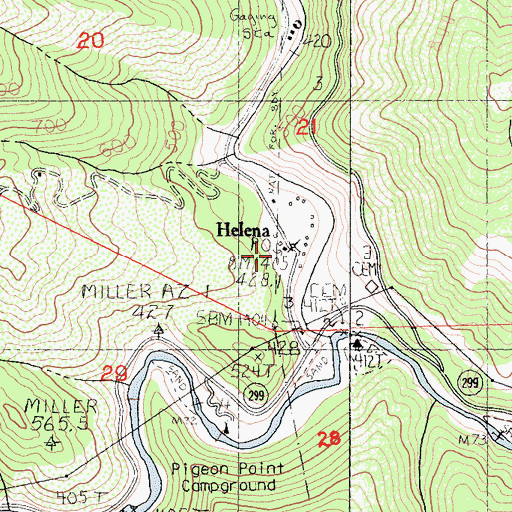 Topographic Map of Helena Post Office (historical), CA