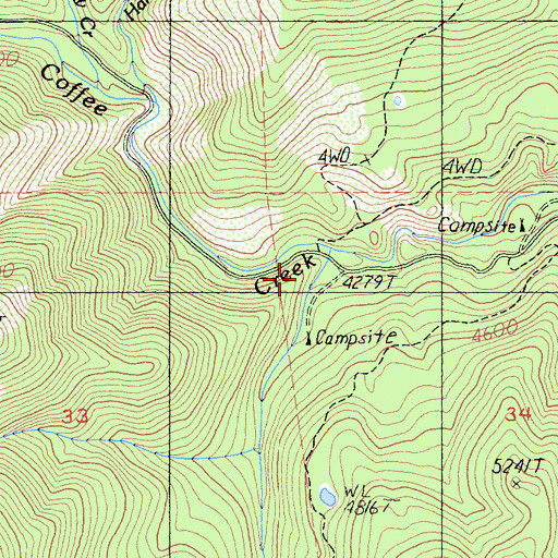Topographic Map of Lower Nash Mine, CA