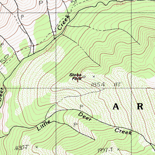 Topographic Map of Stone Face, CA